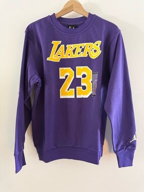 Jordan Purple and Yellow Lakers James 23 sweatshirt NWT mens small